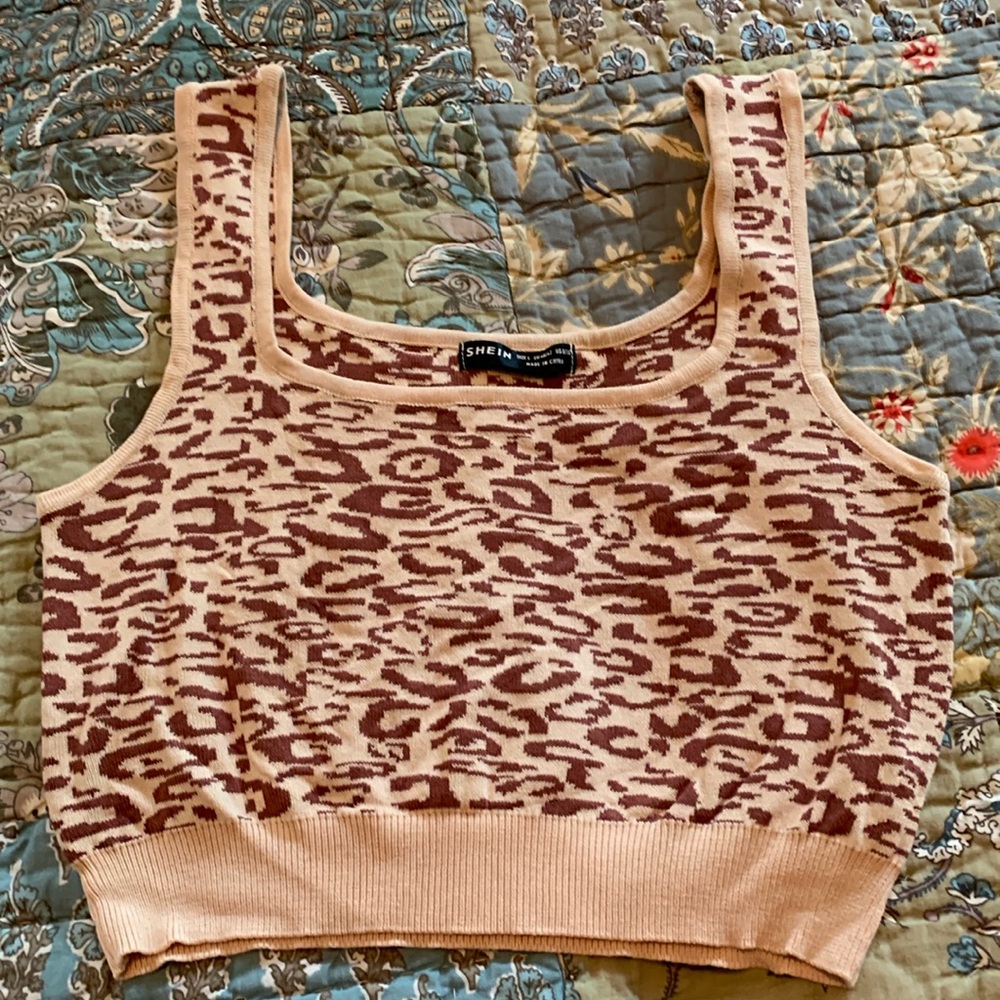 Shein tank Size large, brown beige animal print